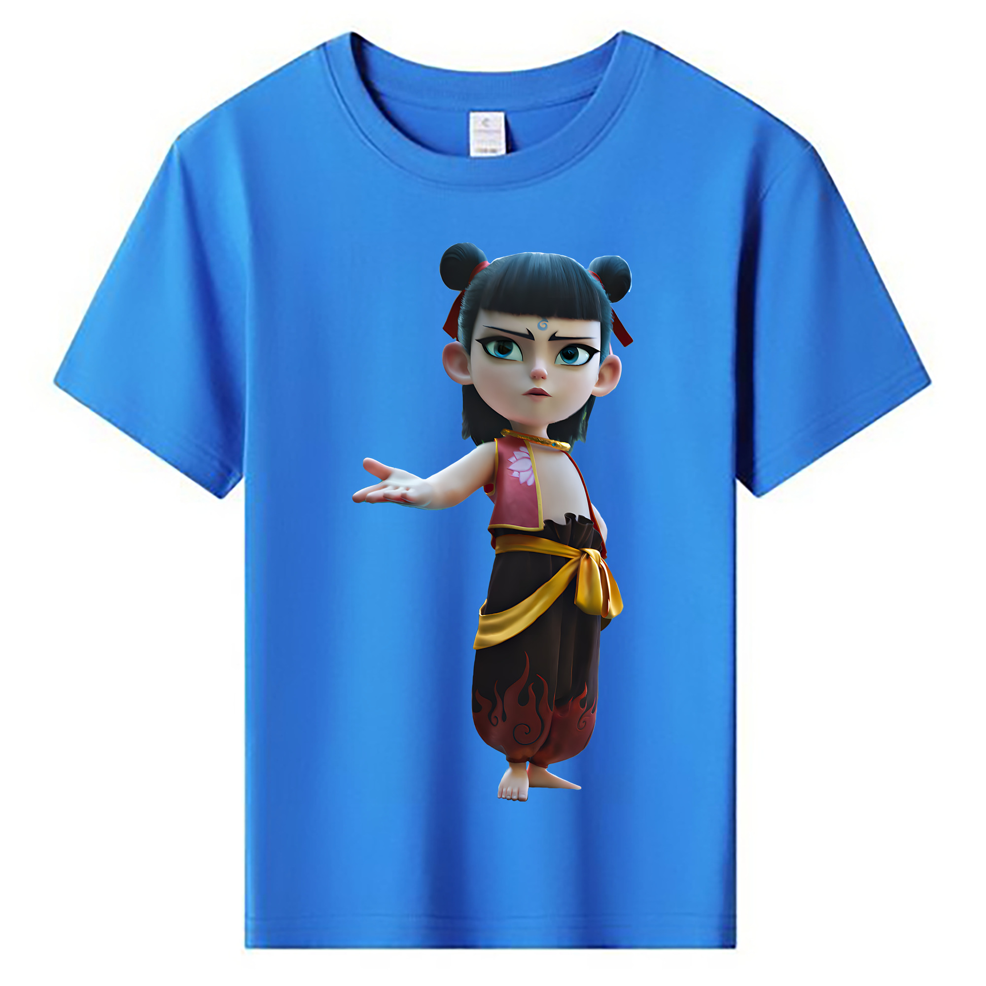 （画像用） Ne Zha 2 ナタ 魔童の大暴れ 綿100％キッズTシャツ（フロントプリント）